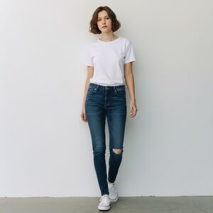 Just Black Low Rise Distressed Dark Wash Skinny Jeans